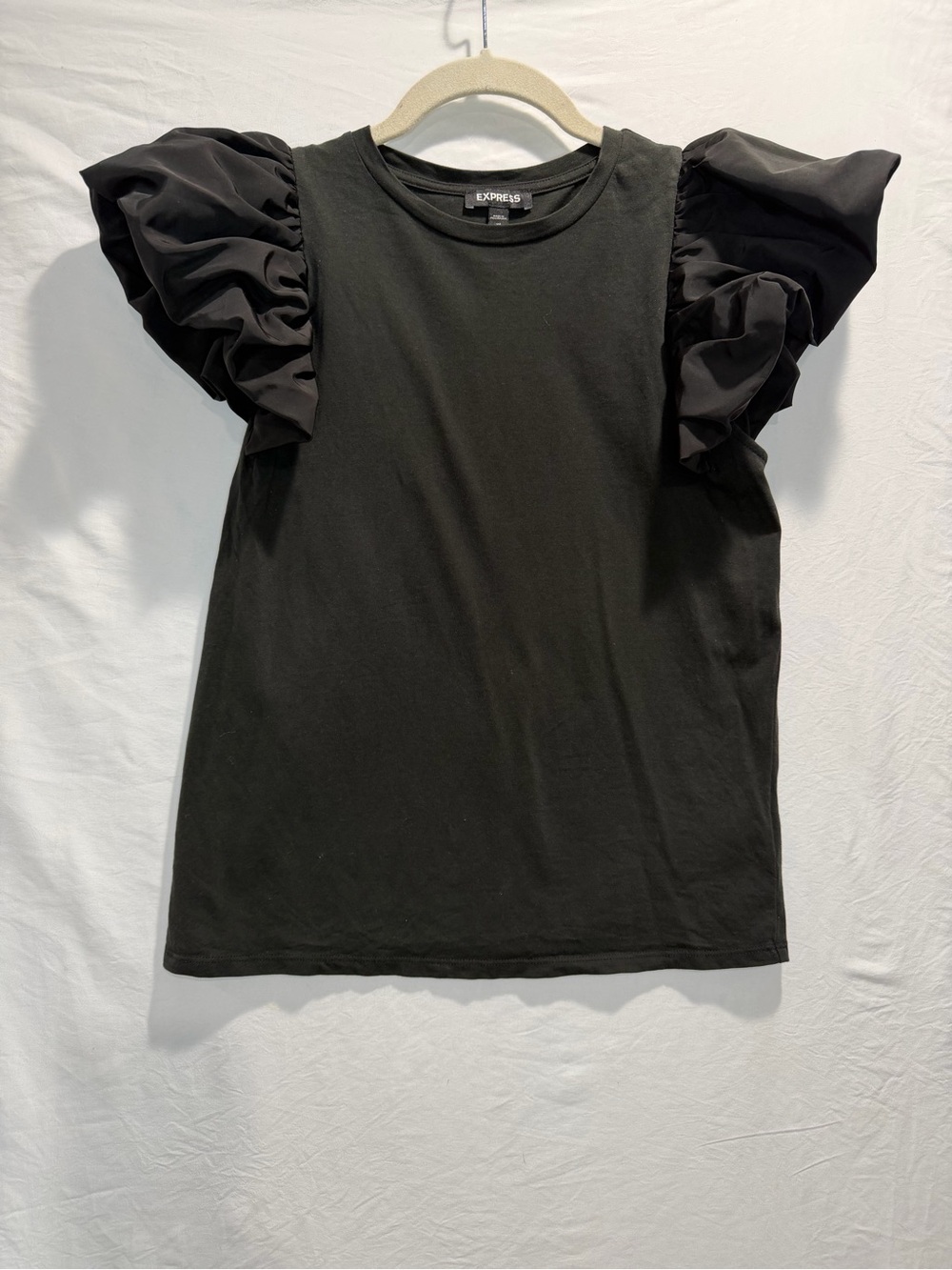 Express Black Ruffle Sleeve Tee